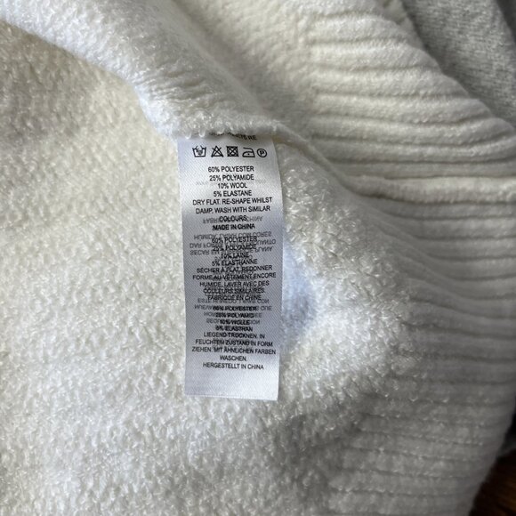 FRENCH CONNECTION Colorblock Grey Ivory Tan Sophia Viola Sweater Pullover Sz XS - Picture 5 of 7